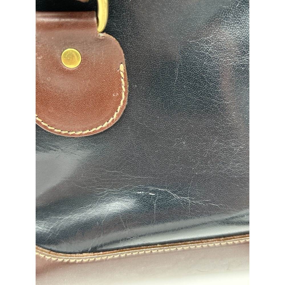 Vintage Brahmin Satchel Black Brown Leather Handbag Purse Bag Crossbody Bag - Picture 4 of 12
